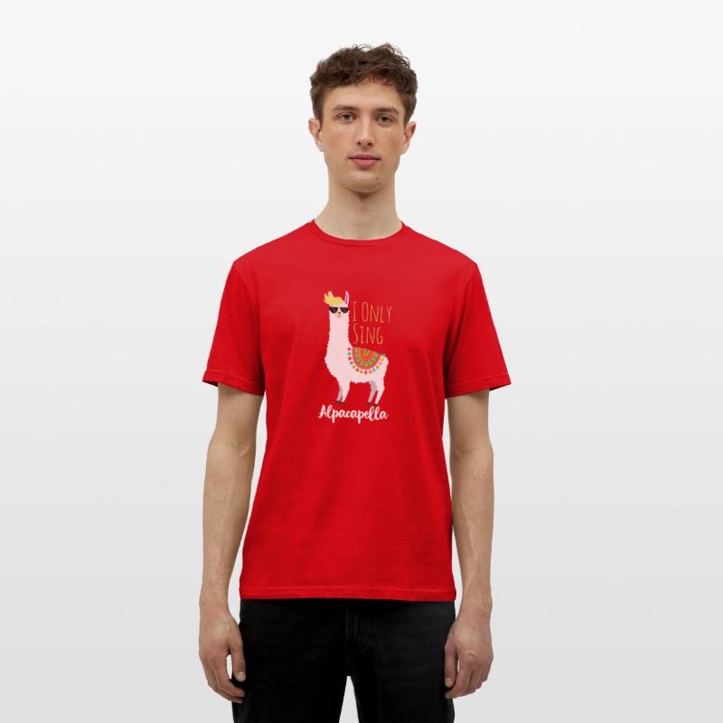 I only sing Alpacapella Alpaka Lama lustiges Shirt Rot photo 1