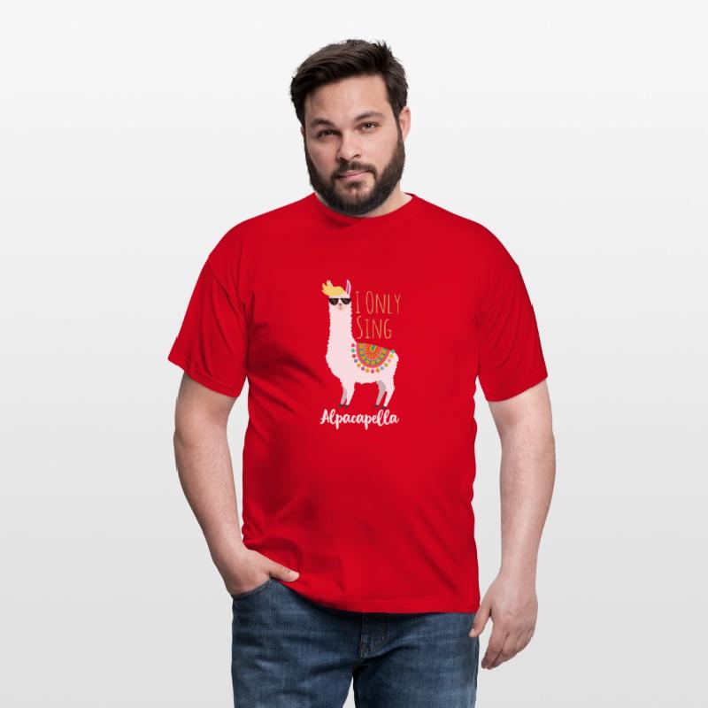 I only sing Alpacapella Alpaka Lama lustiges Shirt Rot photo 2